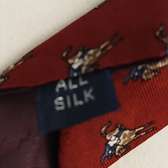 Gant Silk Polo Horse Print Tie Burgundy, Navy Tan - Picture 5 of 7